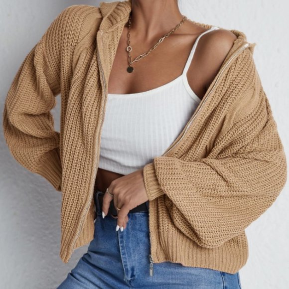 Drop shoulder zip up cardigan - Picture 3 of 4